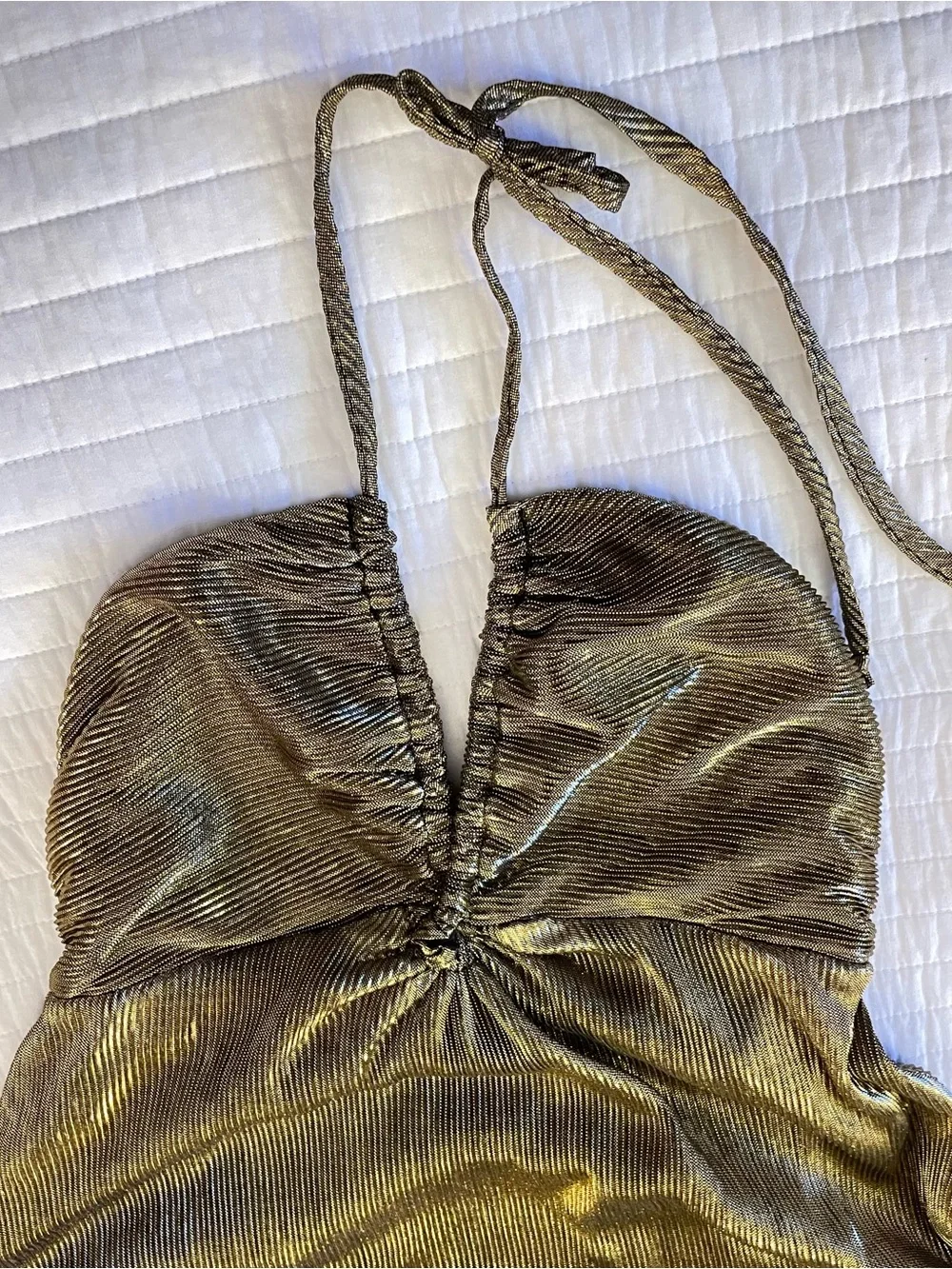 Show Me Your MuMu Metallic Gold Halter Maxi Dress